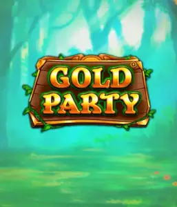 Скриншот слота Gold Party от Pragmatic Play, демонстрирующий яркий и веселый мир ирландской тематики с денежными символами, лепреконами и радугой. На переднем плане виден игровой экран с 5 барабанами и 3 рядами, окруженный ирландским пейзажем и горшками золота, создающими атмосферу праздника и волшебства.